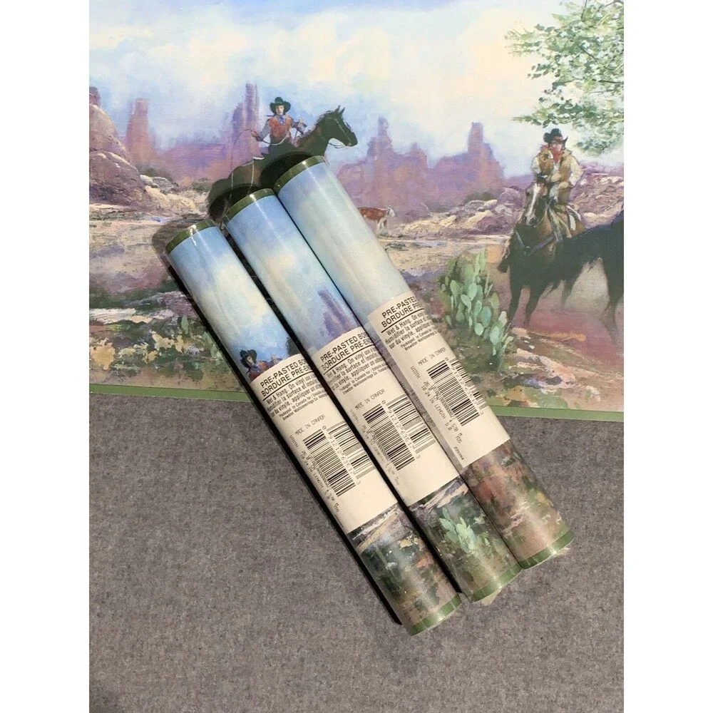 Western Wallpaper Border Cowboy Horse Ranch Steer Roping Riders 3 spools